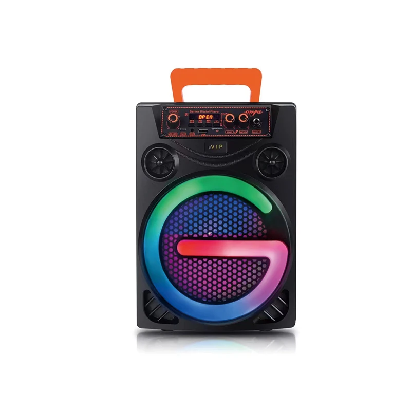 15W Outdoor Flashing Light Karaoke Speaker High Sound Quality 3D Surround with Coloured Light Include Microphone Remote Control