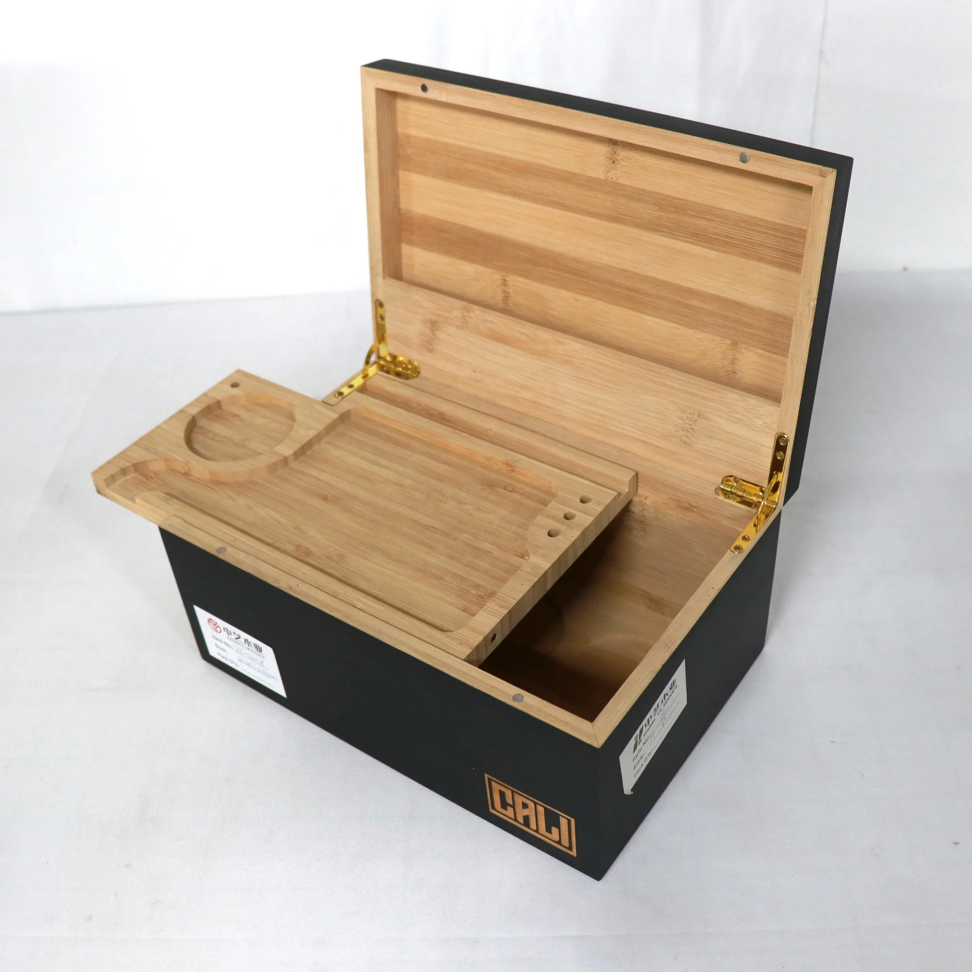 OEM decorative wooden luxury stash box smoking bamboo stash box with rolling tray wooden boxes with hinged lid