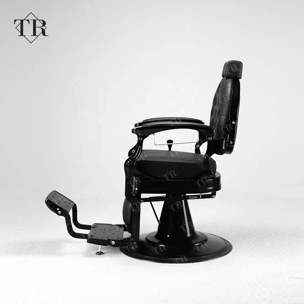 Turri European Style Black High Class Professional Hair Cut Barber Hairdressing Styling Chair Vintage Barber Chair for Men Metal