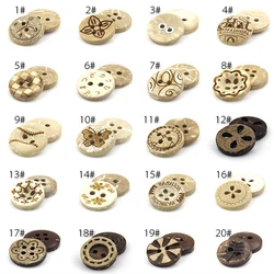 Natural Style Round Garment Decoration 2/4-Holes Shell Coconut Button Men Women Clothing Buttons