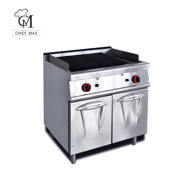 Commercial Professional Custom Vertical Lava Rock Teppanyaki Gas Grill Griddle with Cabinet