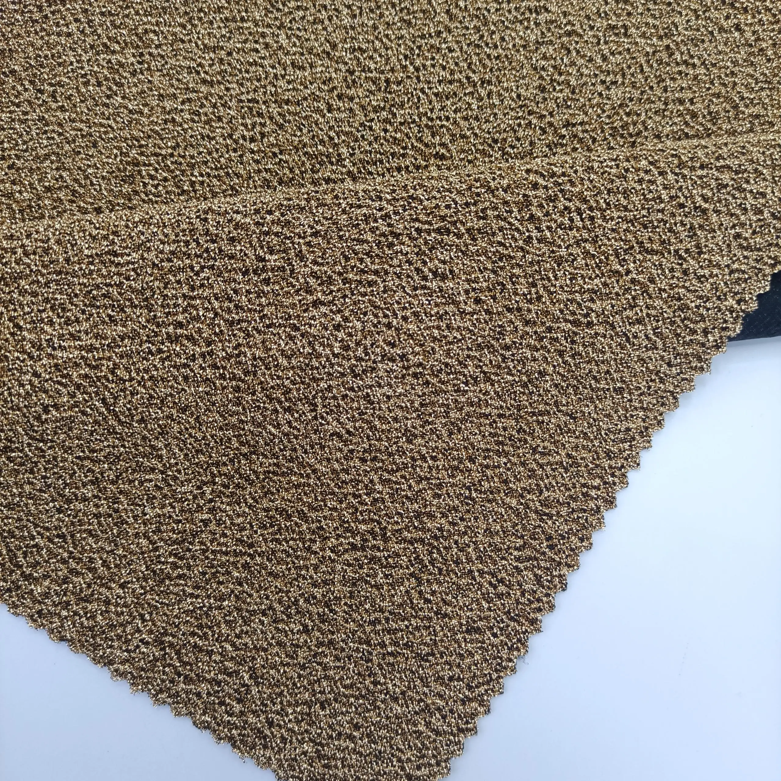 Custom pattern Polyester spandex Knit fabric gold metallic fabric jacquard lurex knit fashion fabric
