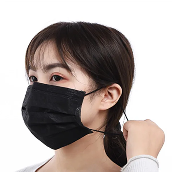 Disposable Non-woven 4ply Active carbon charcoal filter Medical Surgical black Face Masks with earloop custom design