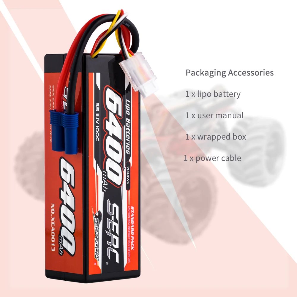 SUNPADOW 3S Lipo аккумулятор 6400 мАч 11 1 В 100C жесткий чехол RC с разъемом EC5 для 1/8 1/10 транспортных средств автомобиля грузовик бак багги