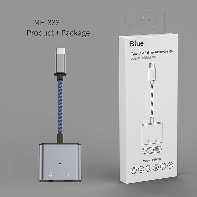  Адаптер 2 в 1 type-c со светом usb-c для 3 5 мм аудио конвертер aux адаптер мобильного