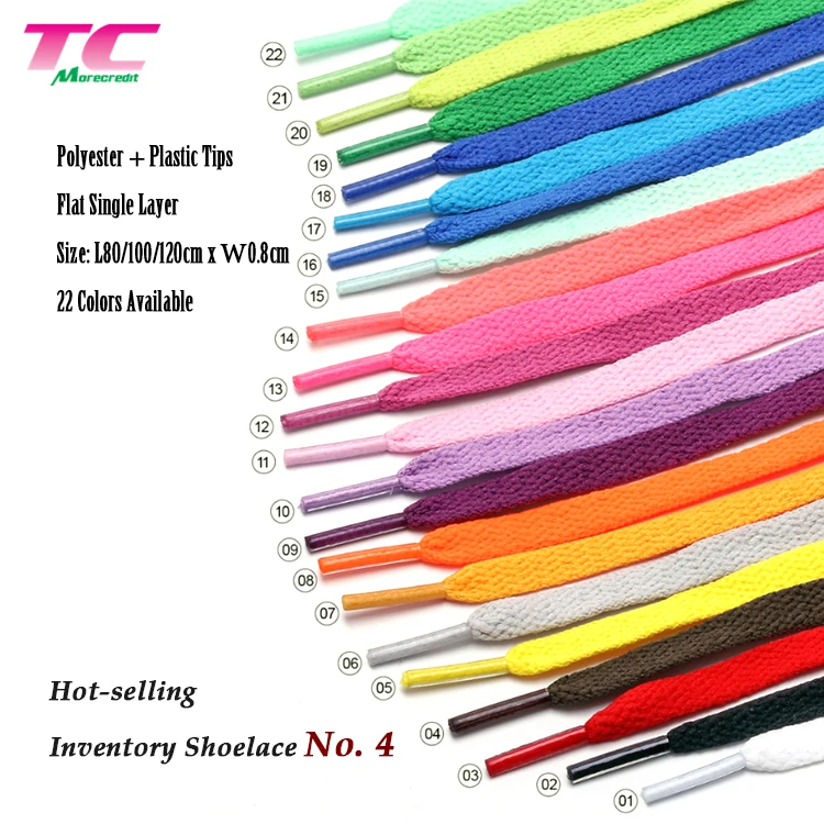 Dongguan Factory Directly Sale 40' 8mm Colorful Flat Polyester Shoelace , 22 Colors Stock Shoelaces Accept Custom Size and Logo