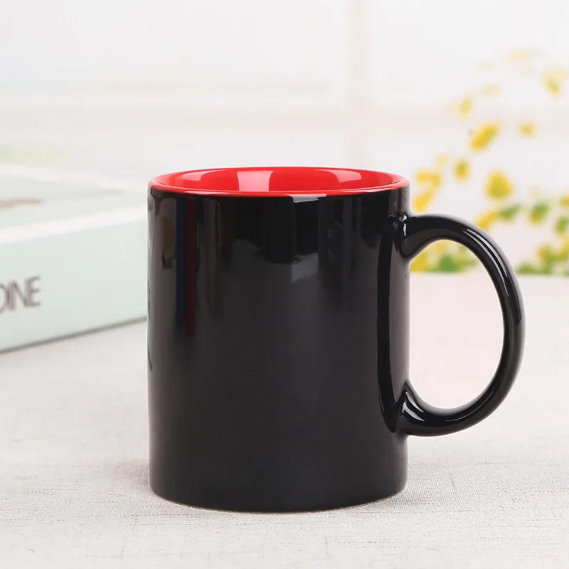 Custom LOGO 10Oz 320ml High-temperature Firing Transparent Glaze Coffee Ceramic Mugs Straight Water Cup For Business Gifts