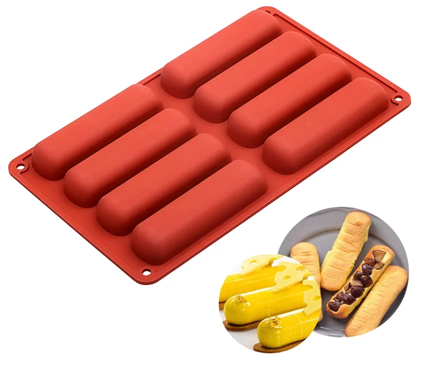 3D Eclair Bar Stick Shape Pastry Chocolate Brownie Cake Decoration Molds Silicone Baking Cakes French Dessert Mold