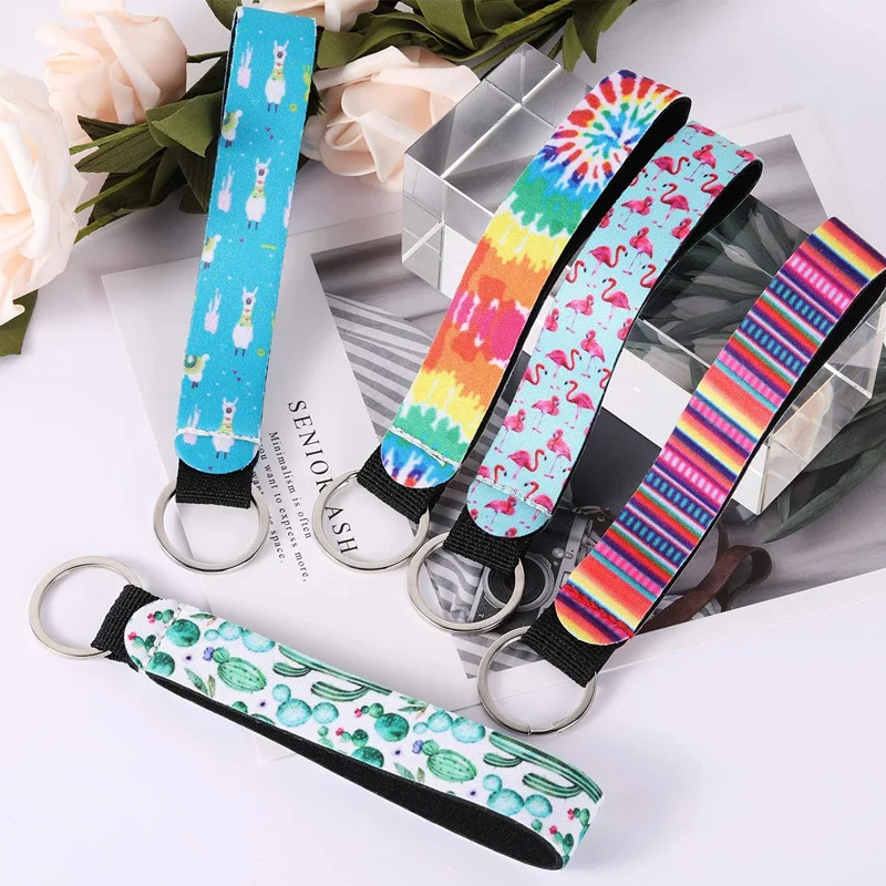 Manufacturer wholesale diving material long strap neoprene wrist strap key chain