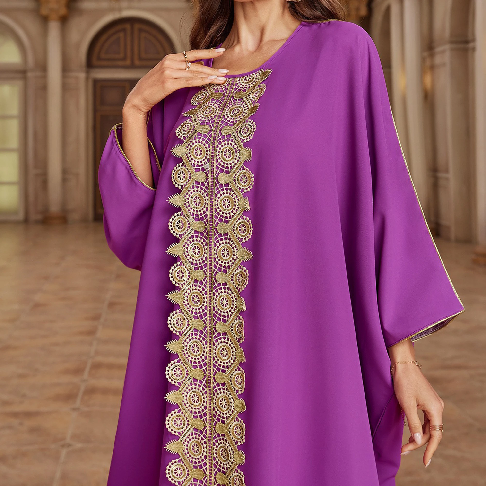 Custom Middle East Dubai Ethnic Style Embroidery Long Sleeve Muslim Uniform Dress Islamic Clothing For Women