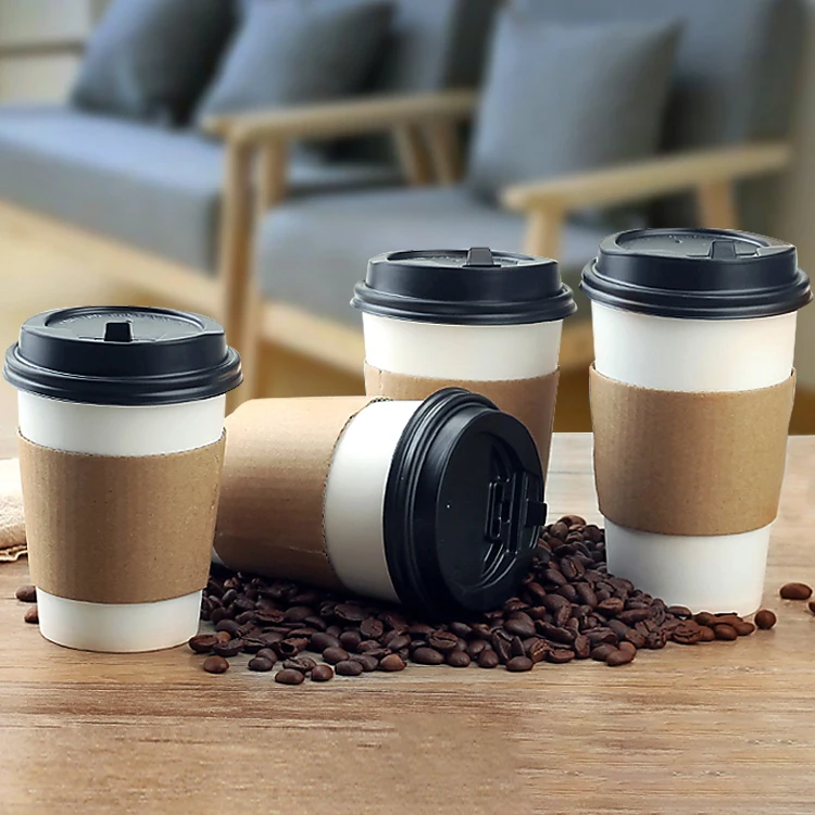 Wholesale Printing 2oz-32oz Single Wall Disposable Paper Cups customized hot coffee paper cup with sleeves and lid