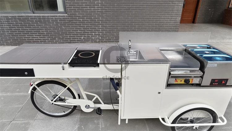 portable coffee ice cream cart foldable tricycle easy move mobile outdoor vending kiosk cart