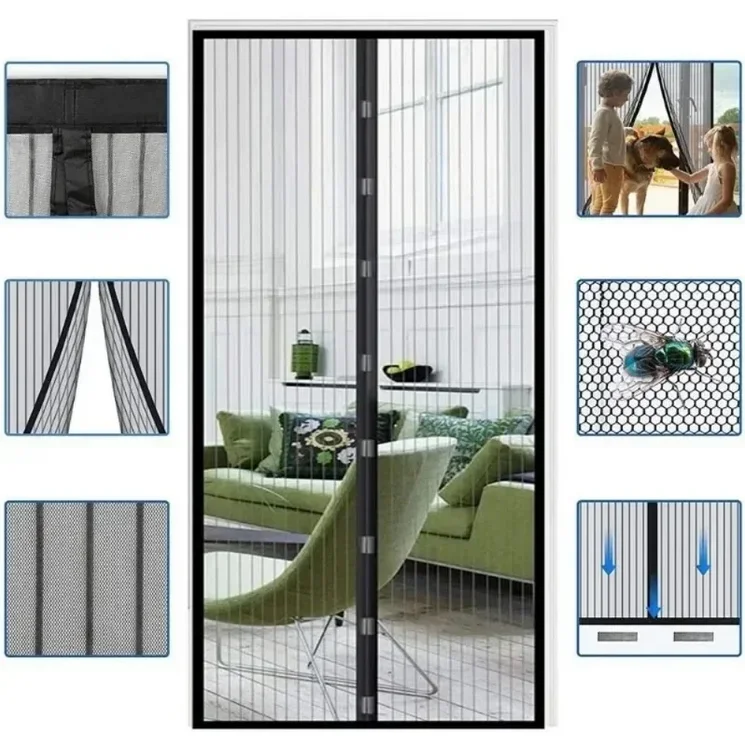Hot Sale Ventilate Door Curtain Magnetic Automatic Closing Anti Mosquito Fly Bug Insect Net Screen Outdoor House Curtains