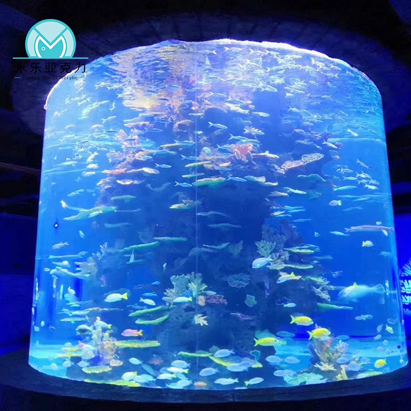 Large cylinder clear round acrylic fish tank mermaid aquarium decoration