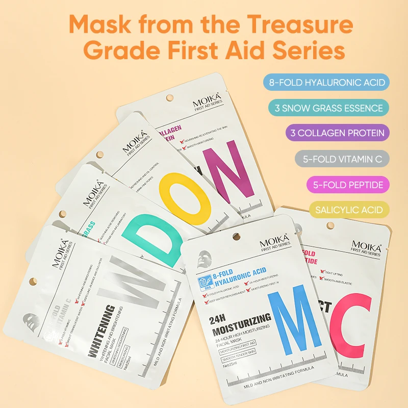 Pack Collagen Essence Full Face Facial Mask Sheet Sensitive Soothing Anti-Acne Anti-Allergy Face Mask