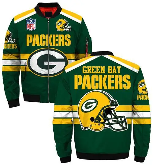 2022 new football teams Green Bay 3D print jacket fashion aviator jacket for men