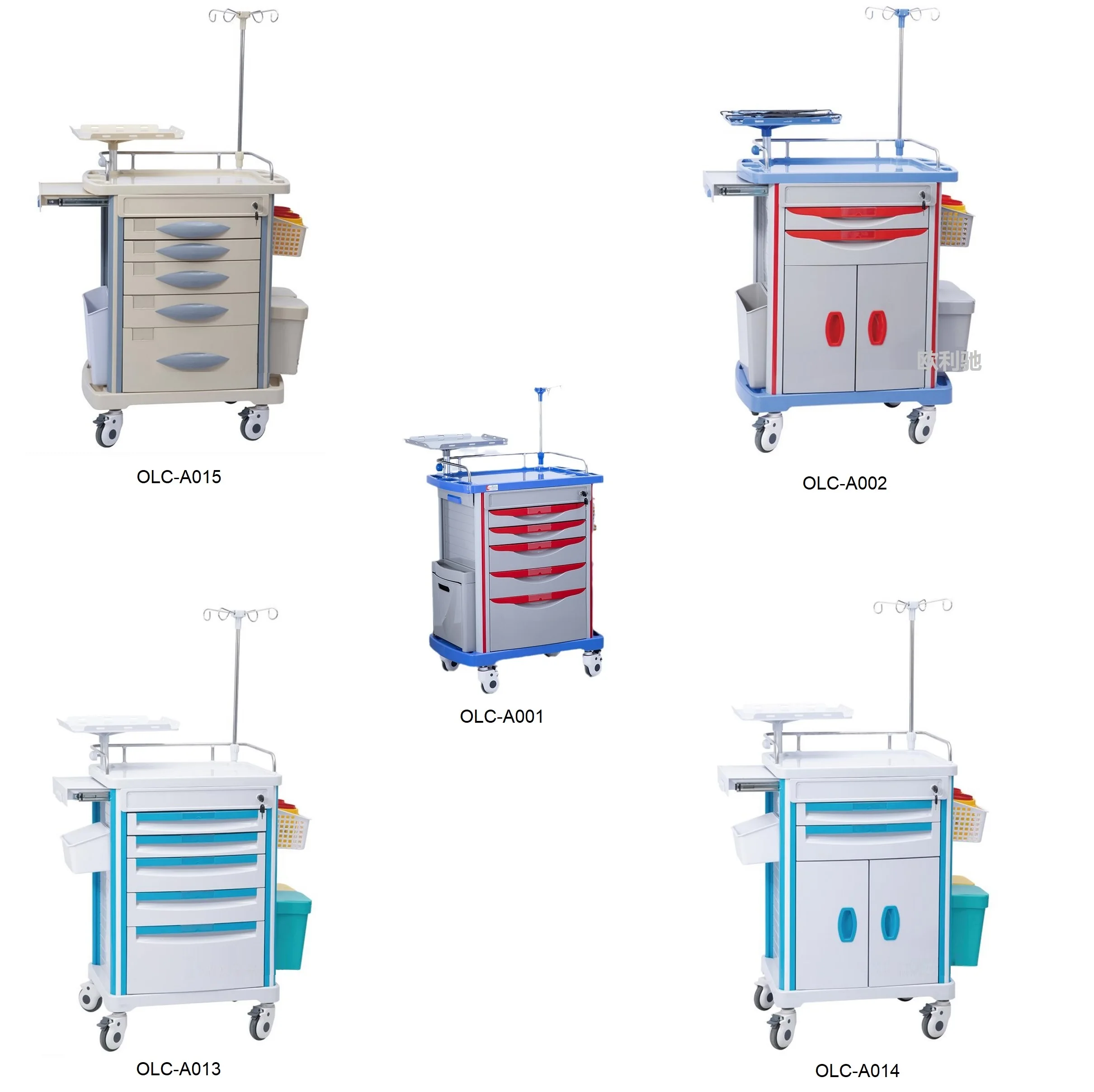 Factory Price Hospital ABS Medical Nursing Cart Emergency Crash Trolley Clinic Transfusion Trolley for Hospital
