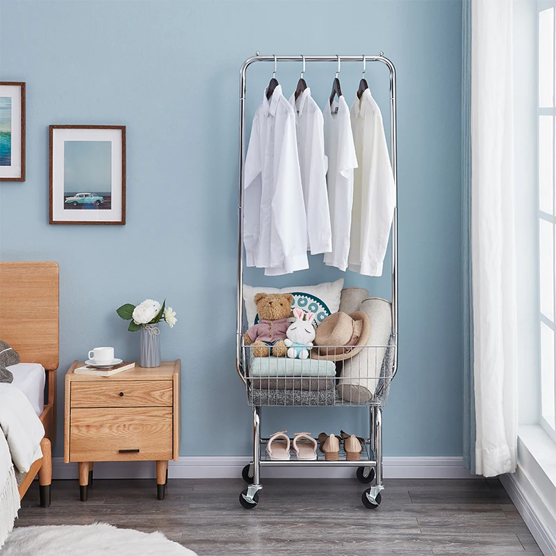 Free sample Iron Rolling Laundry Sorter Cart Heavy Duty Hamper With ironing board