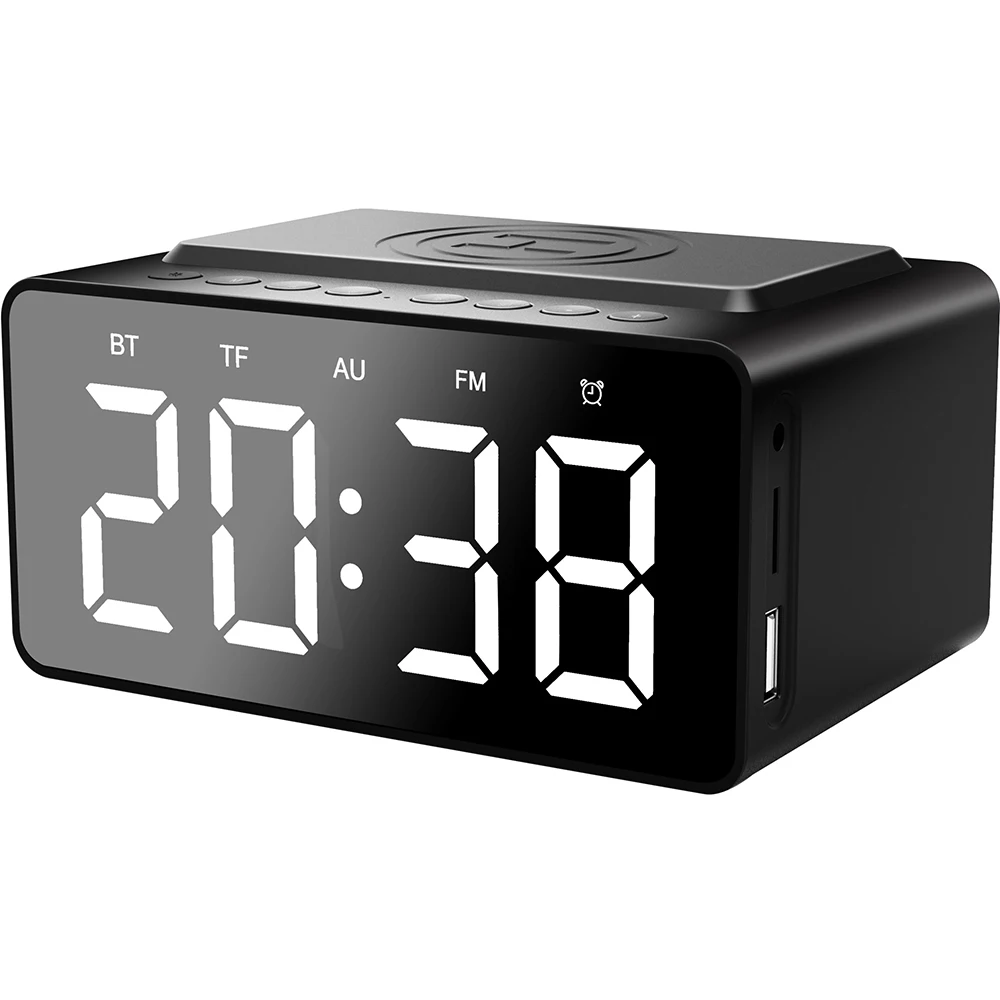 Bluetooth-Колонка BT508 BT 5 0 беспроводной музыкальный плеер зеркальный светодиодный цифровой будильник FM-радио колонка с беспроводным зарядным устройством