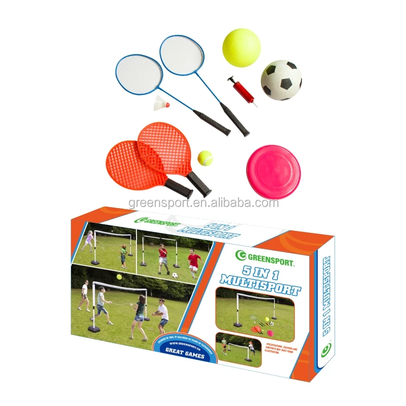 Best seller outdoor multi sport badminton tennis football flying disc volleyball net 5 in 1 game set