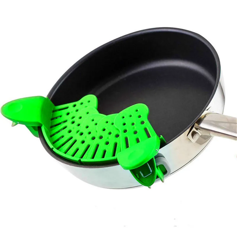 Heat Resistant Silicone Strainer Snap Clip On Pot Food Strainer For Pans Bowls