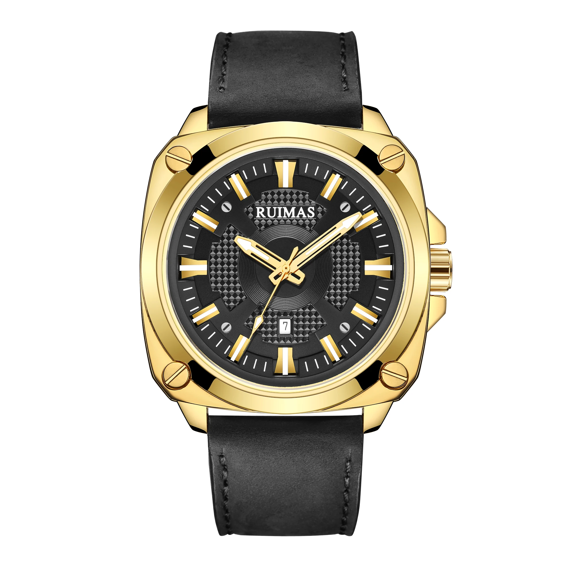 Relojes Hombre RUIMAS 303 Original Brand Men Leather Quartz Watches Waterproof Luxury Square Watch