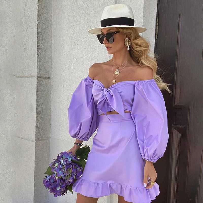 
Fall clothing for women must buy fashion women sexy ladies ruffle sleeve crop top factory low price tube tops for parties 