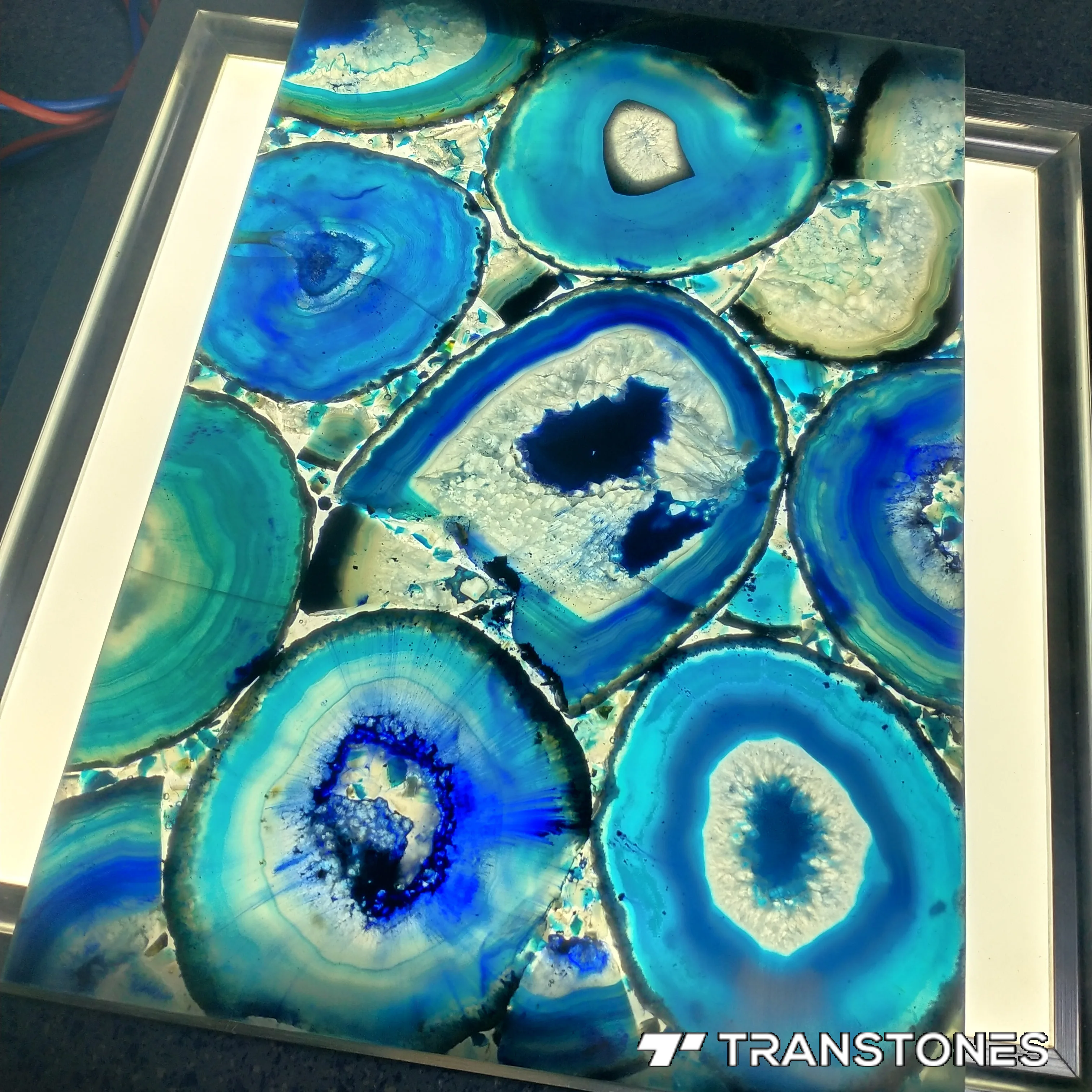 Blue Translucent Natural Onyx Agate Stone  for  Table Agate slab