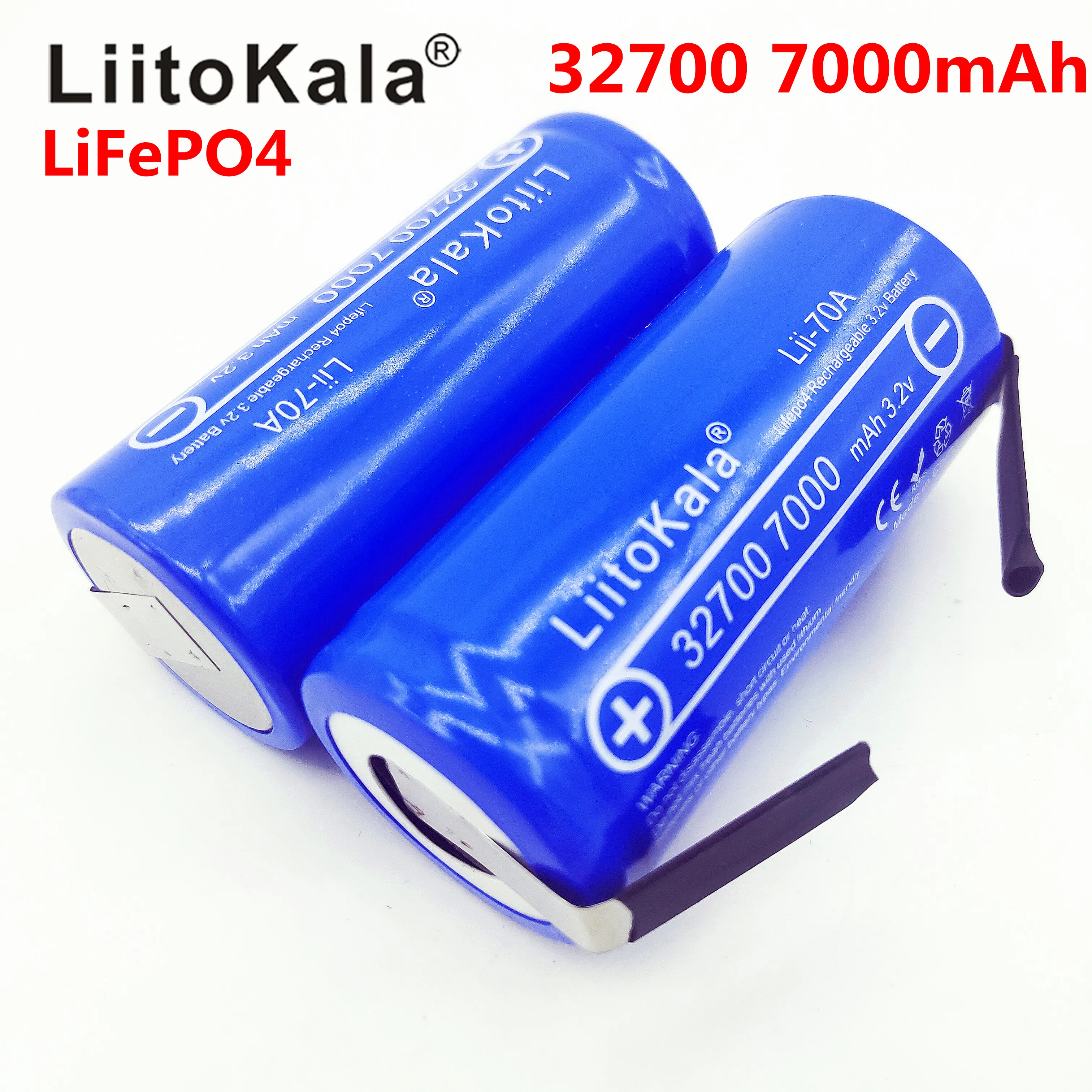 2020 LiitoKala 3.2V 32700 7000mAh 6500mAh LiFePO4 Battery 35A Continuous Discharge Maximum 55A High power battery+Nickel sheets