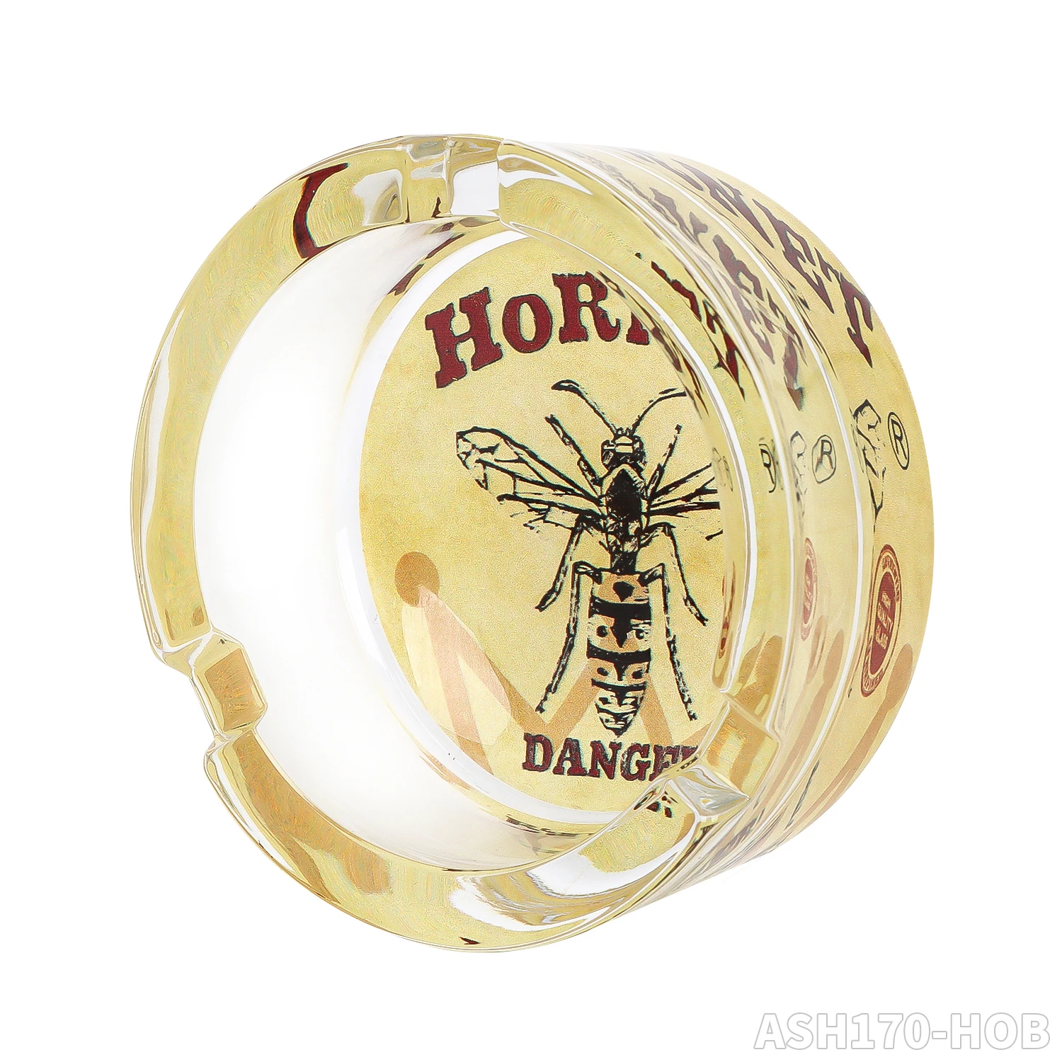 Wholesale Classic Hornet Glass Ashtray Cigarette Ashtray Supports Customized 85mm Round Shaped Ashtray