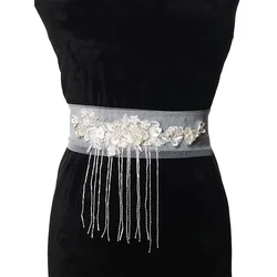 Handmade Custom luxury crystal waist belt wedding flower rhinestone applique belt Wedding Bridal Dress Accessories