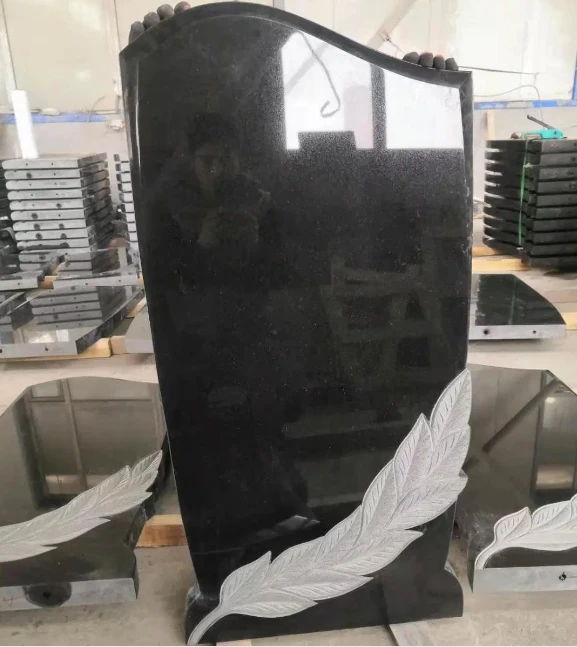 Simple Design Granite Tombstone Wholesaler Black Russian Tombstone
