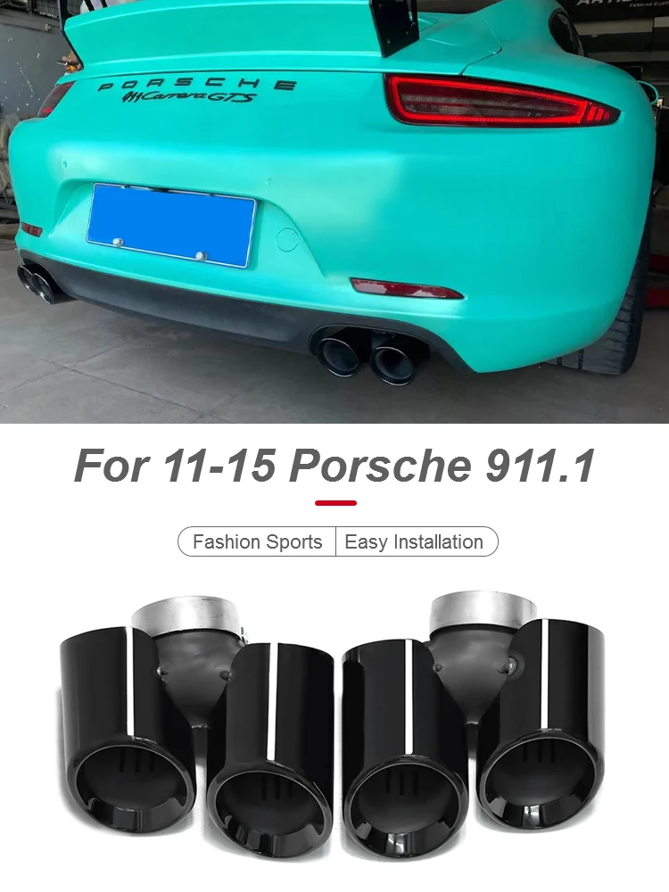 SYPES For Porsche 911 series 911.1 997 Carrera C2 C4 quad exhaust tip round nozzle 304 stainless steel turbine mufflers tip OEM
