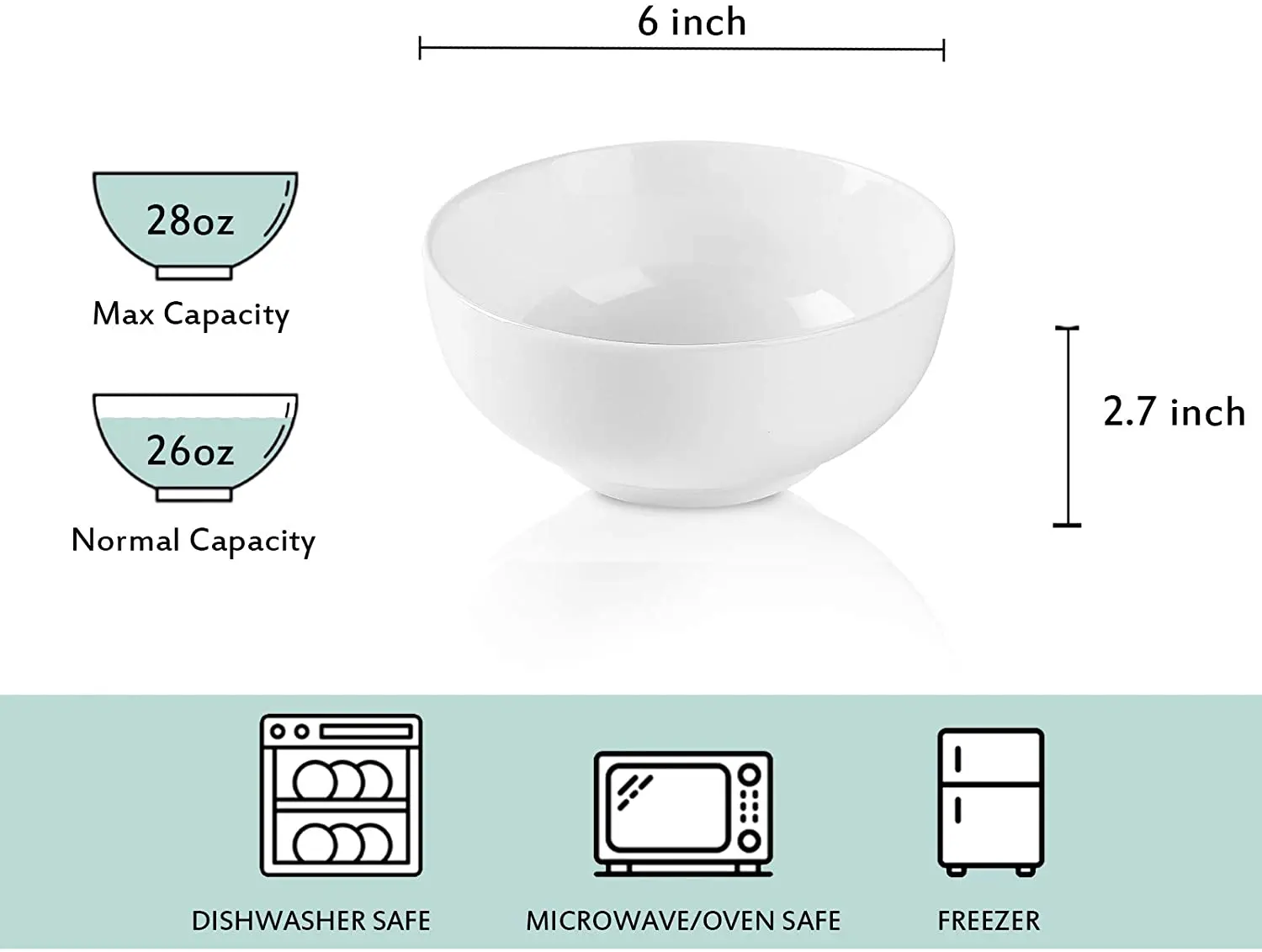 White Ceramic Soup Bowl Cereal Round Ceramic Porcelain Bowls Household Dinner Serving Salad Dough Fruit Soups Rice Bowl Sets