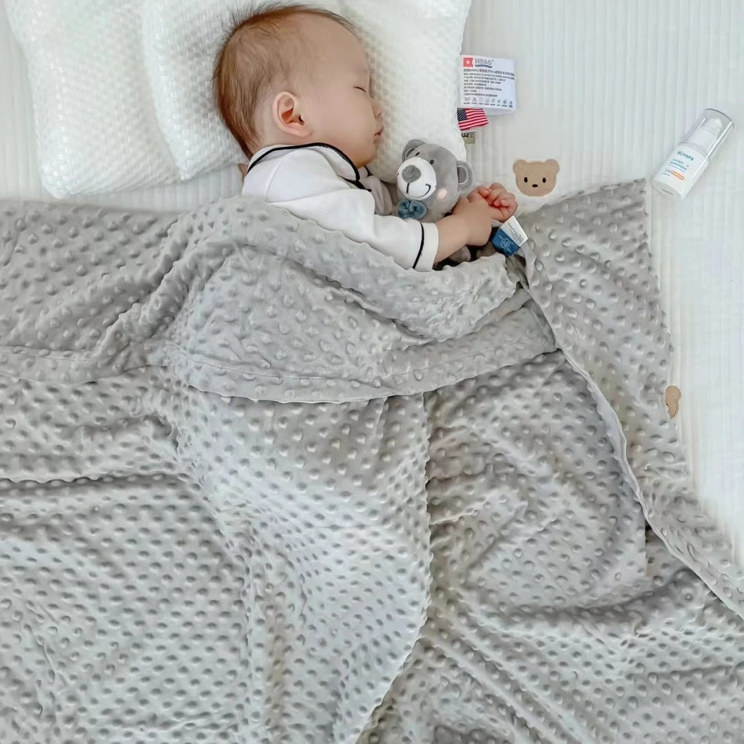 trending products 2023 new arrivals Soft Newborn Sherpa Fleece Warm Dot Minky Baby Blanket For baby