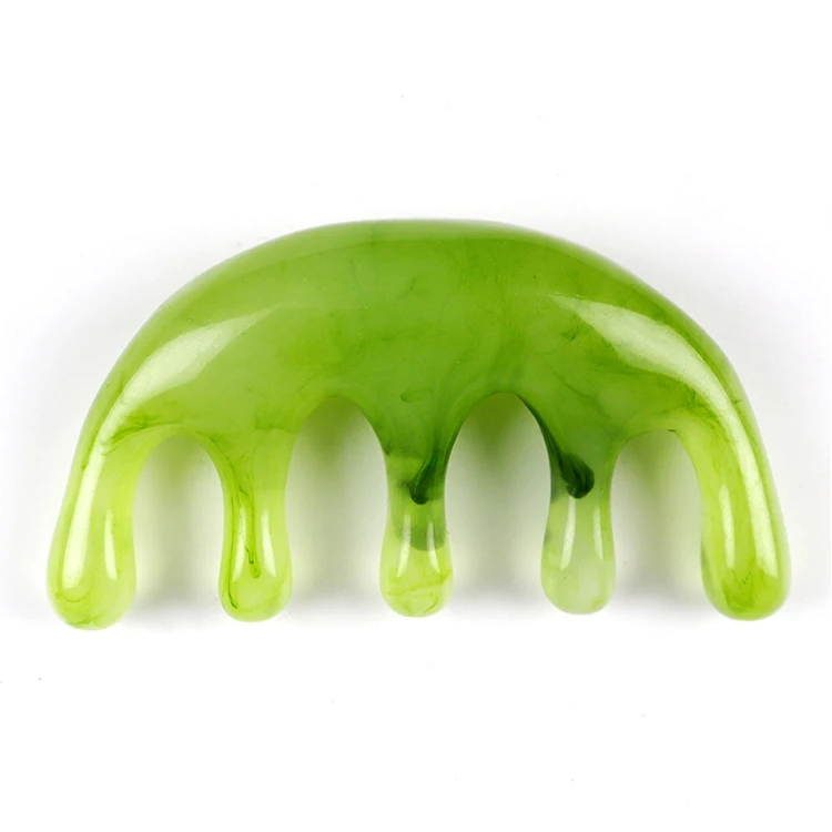 Wholesale Handheld Head Caring Therapy Resin Scalp and Neck Gua Sha Massager Head Massage Comb