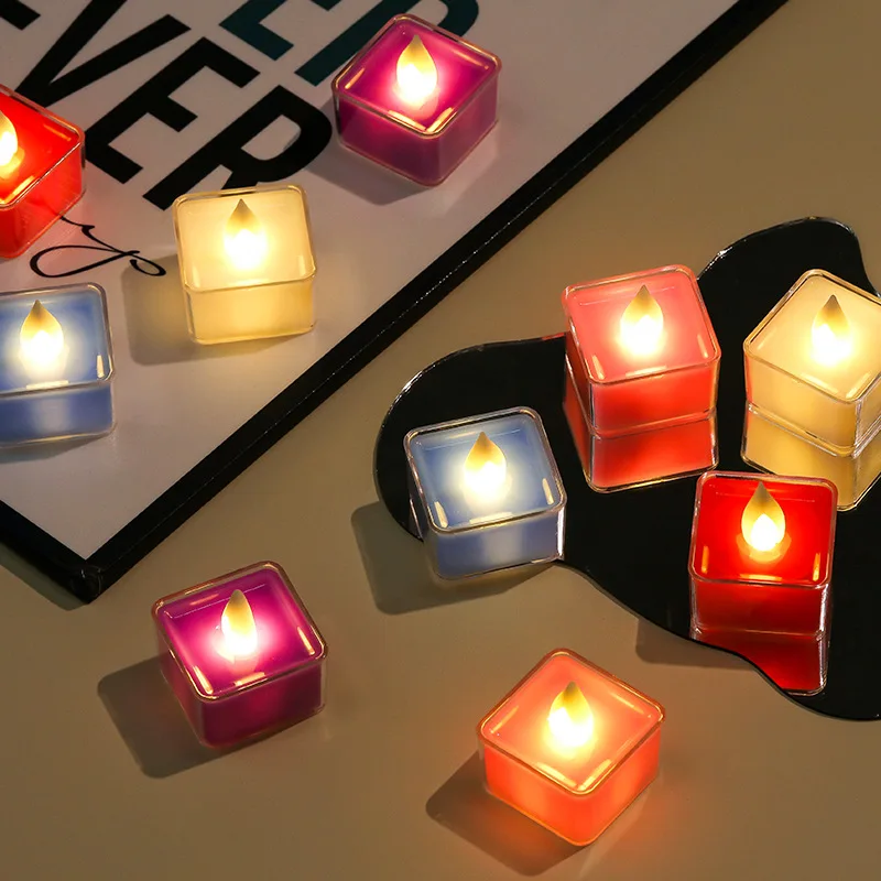 New Simulation Led Square Electronic Candle Smokeless Christmas Small Tea Wax Atmosphere Lamp Decorative Props