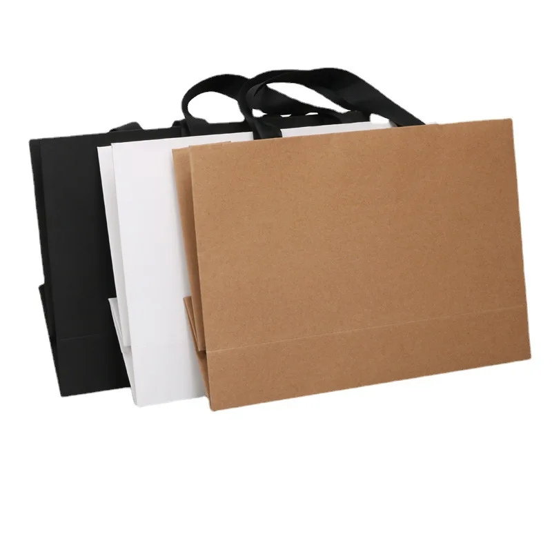 Paper Bag Custom Printed logo Luxury Clothing Shopping Paper Bags Boutique Recyclable Gift Bag With Ribbon rope