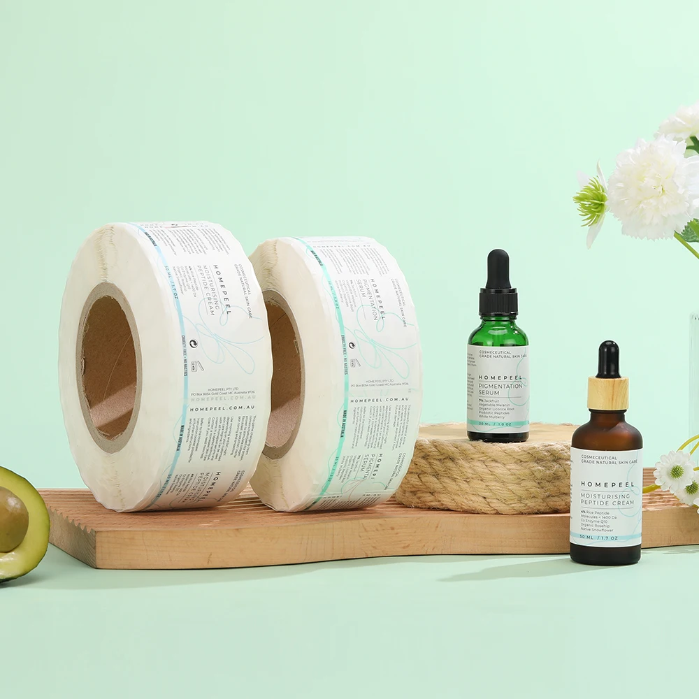 Custom Logo Printing Cosmetic Glossy Paper Adhesive Stickers Perfume Bottle Vinyl Waterproof Roll Labels