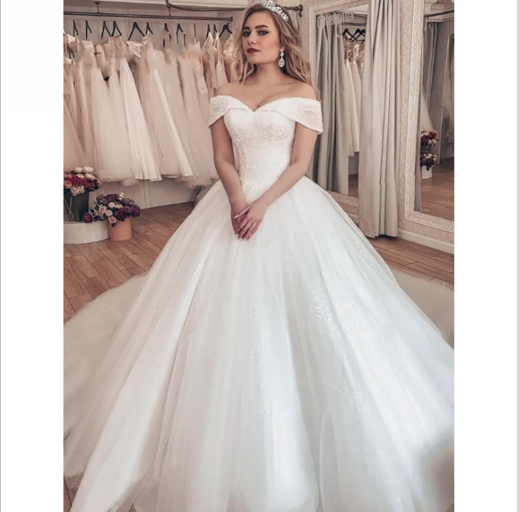 2022 Top Quality Sexy Short Sleeve Wedding Gown Bride Vestido De Noiva White Lace Wedding Dress