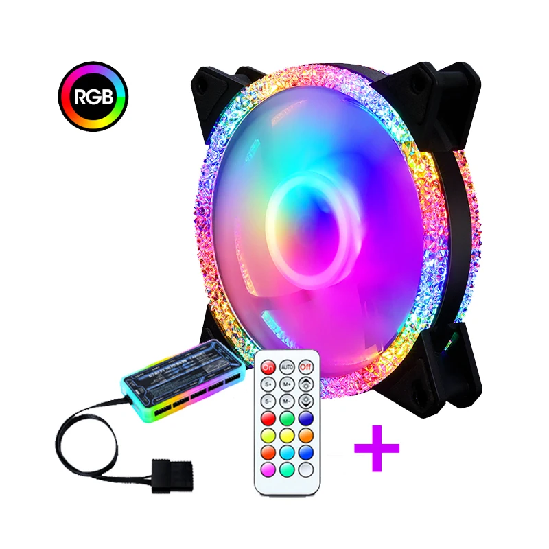 Цветной диодной подсветкой синхро ПК 120 мм RGB Вентилятор Комплект с контроллером для