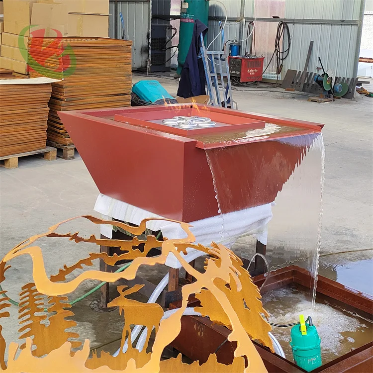 Gas water fire pit table gas heater fire pit color powder painted Gas fire pit with water for Garden rain water curtain