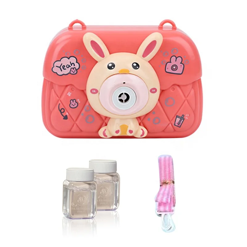 Kids bubble camera summer toys cartoon camera bubble machine toy with light and music