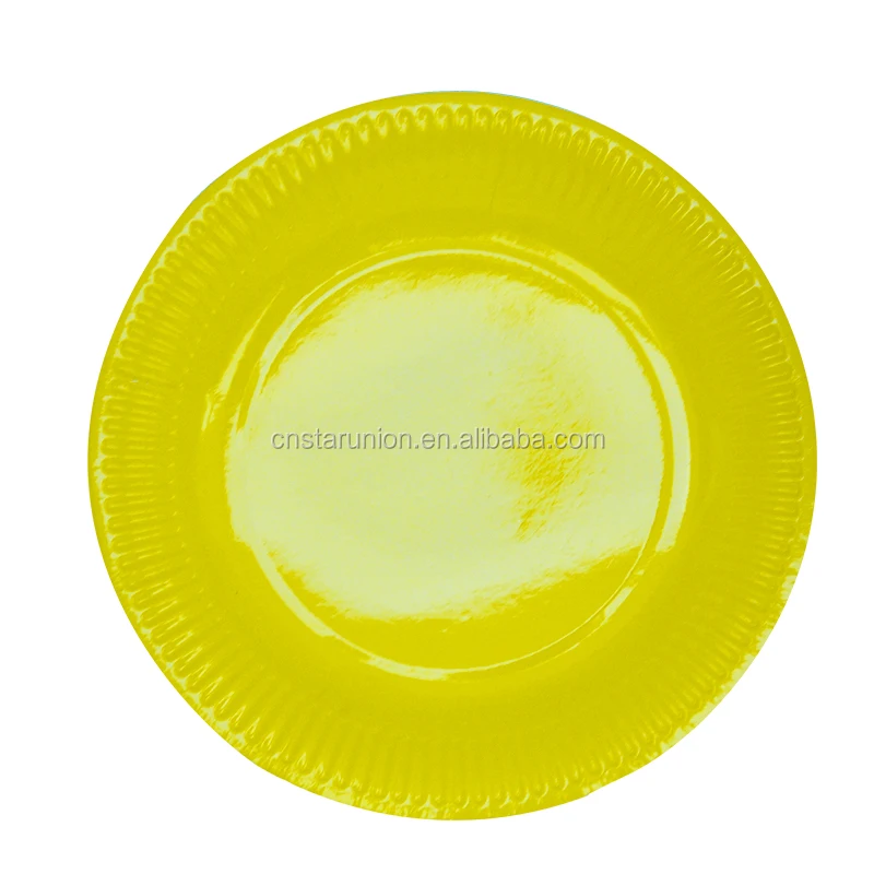 Colorful Disposable Dinnerware Paper Food Plate Dessert Trays Wholesale Event Party Supplies Solid Color Theme Paper Tray Round