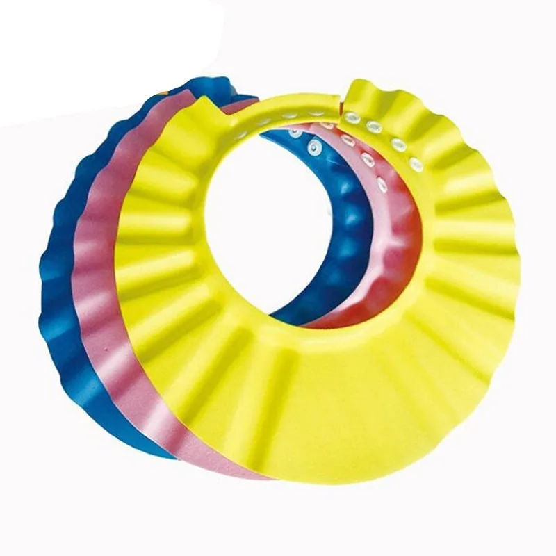 Children Waterproof Shampoo Cap Adjustable Size Cartoon Bath Cap Silicone Baby Shower Cap