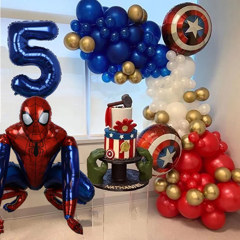 106pcs Balloons Garland Arch Big 3D Spiderman Foil Ballon 32inch Number Baloon Kids Birthday Gifts Party Decors Supplies