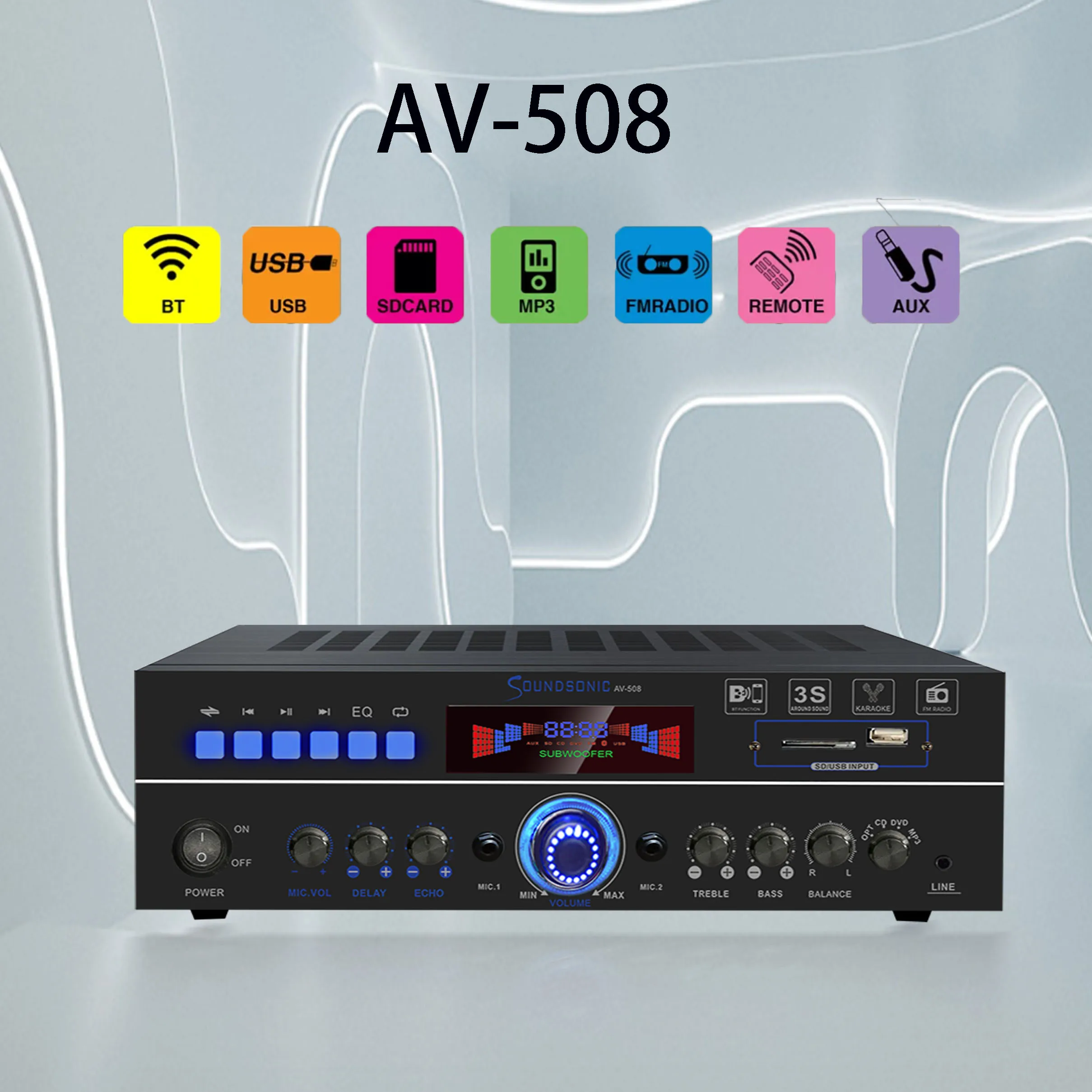 2.0 Ch Mixing Amplifier Power Audio Amplifier With Usb/sd/fm/mic Functions black color