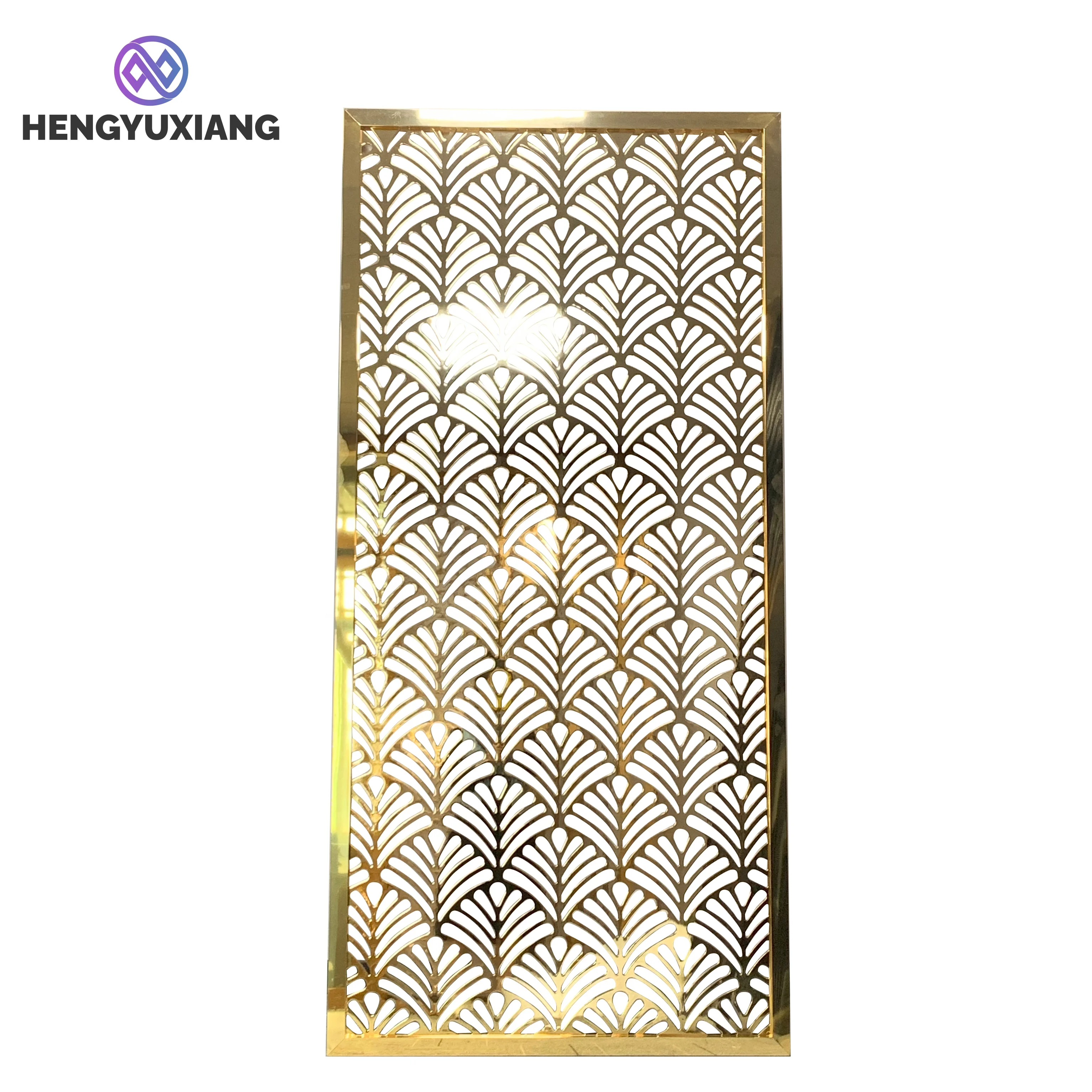 Stainless Steel Screen Laser Cut Metal Room Divider 3D Pattern Gold Room Partition