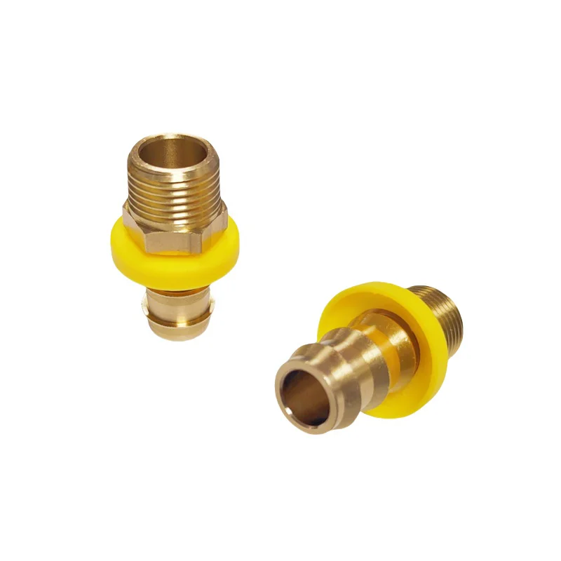 European Series Brass Hose Nipples Fitting with Yellow collar hex push on nozzles