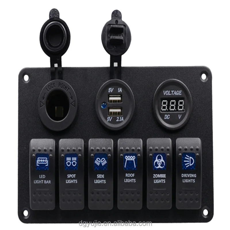 6 Gang кулисный переключатель панель со светодиодной подсветкой и автоматические выключатели для автомобиля лодка морской RV